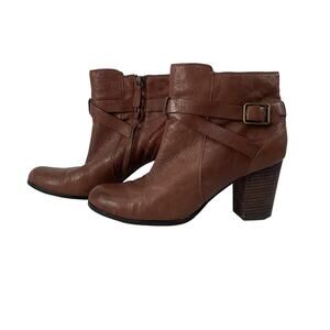 Cole Haan Women's Brown Leather Side Zip Adjustable Strap Booties Size 8B